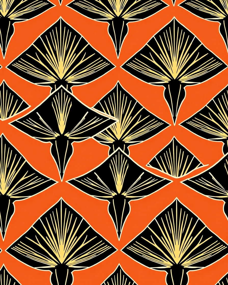 Abstract Fan Shaped Geometric Pattern Rug