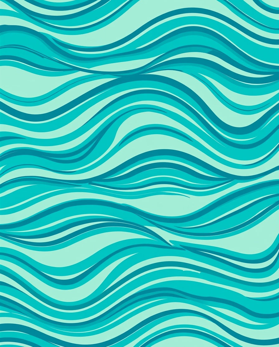 Aqua Waves Abstract Pattern Rug