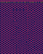 Deep Blue Pink Hexagonal Grid Rug