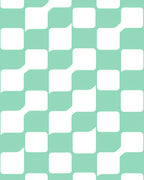 Geometric Teal And White Pattern Rug