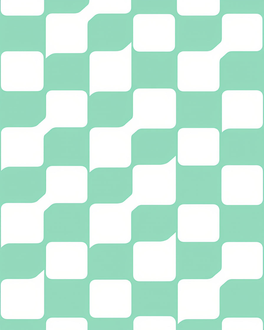 Geometric Teal And White Pattern Rug