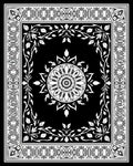 Ornate Floral Medallion Black White Rug