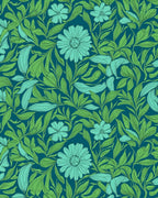 Teal Floral Vine Pattern Rug