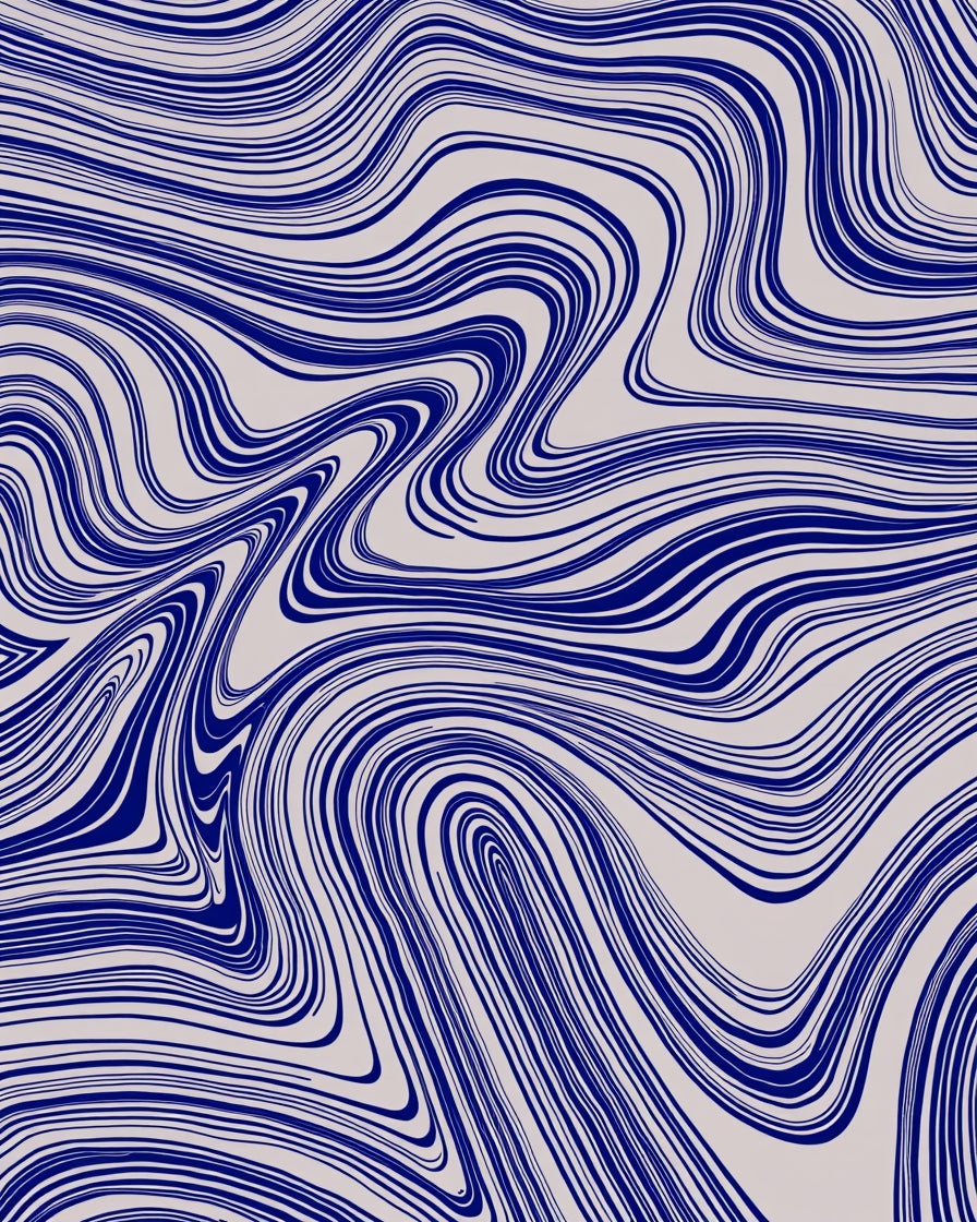 Abstract Blue Gray Flowing Lines Rug