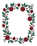 Floral Vine Geometric Pattern Border Rug
