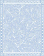 Light Blue White Feather Swirl Pattern Rug