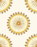 Golden Sunburst Floral Pattern Rug