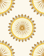 Golden Sunburst Floral Pattern Rug