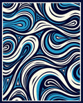 Abstract Swirling Blue Ivory Pattern Rug