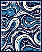 Abstract Swirling Blue Ivory Pattern Rug