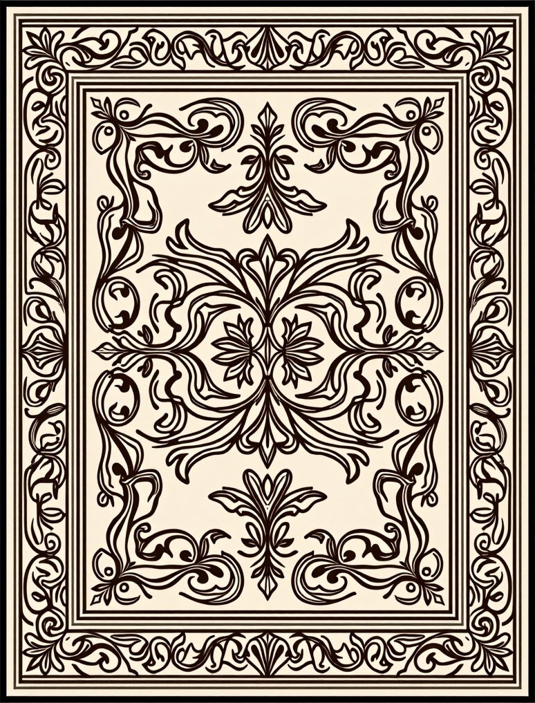 Classic Scroll Floral Medallion Design Rug