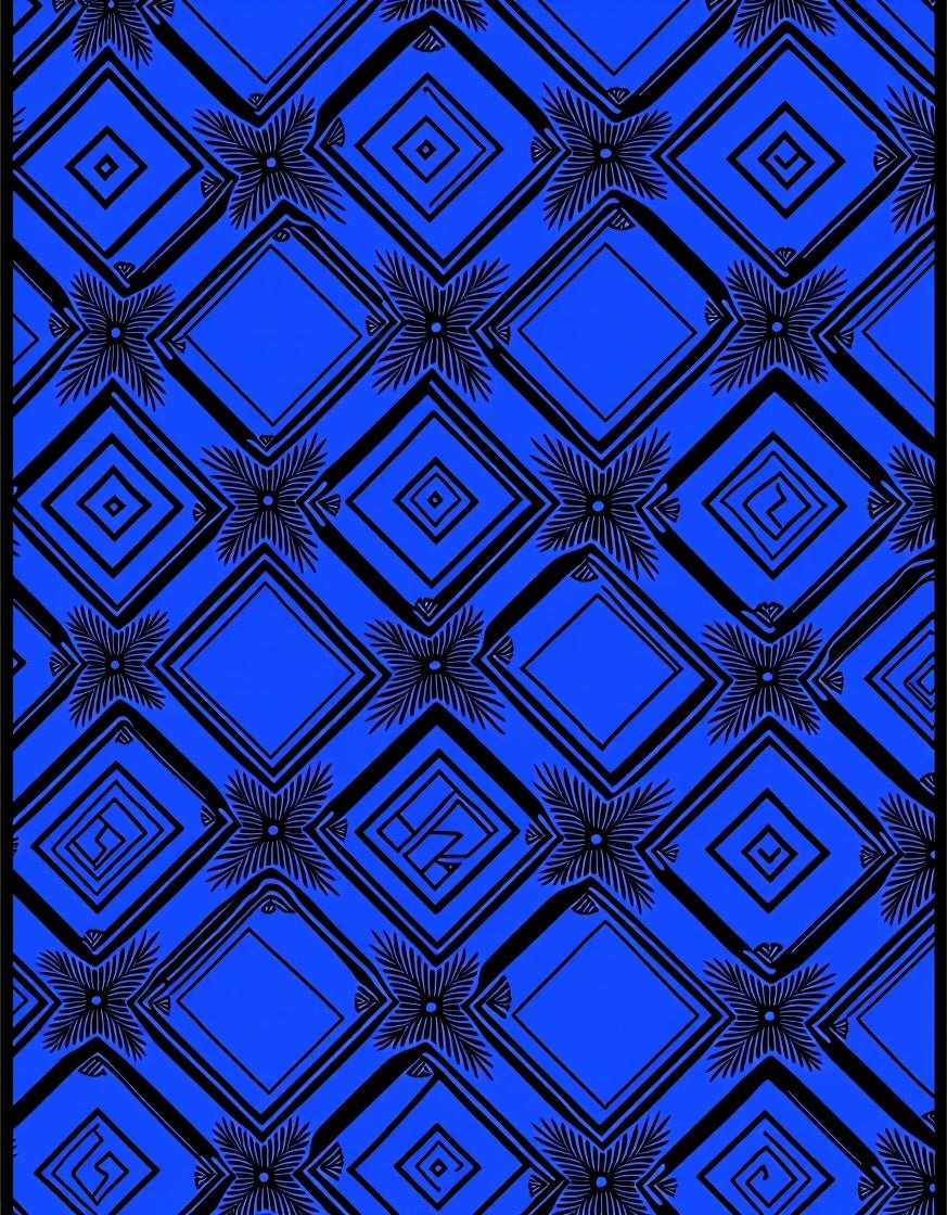Bold Blue Geometric Diamond Design Rug