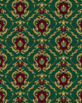 Ornate Emerald Gold Damask Pattern Rug