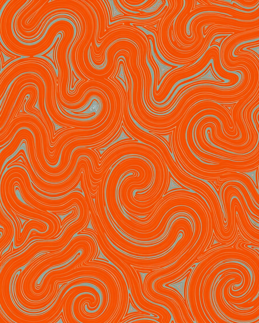 Swirling Orange Teal Abstract Pattern Rug