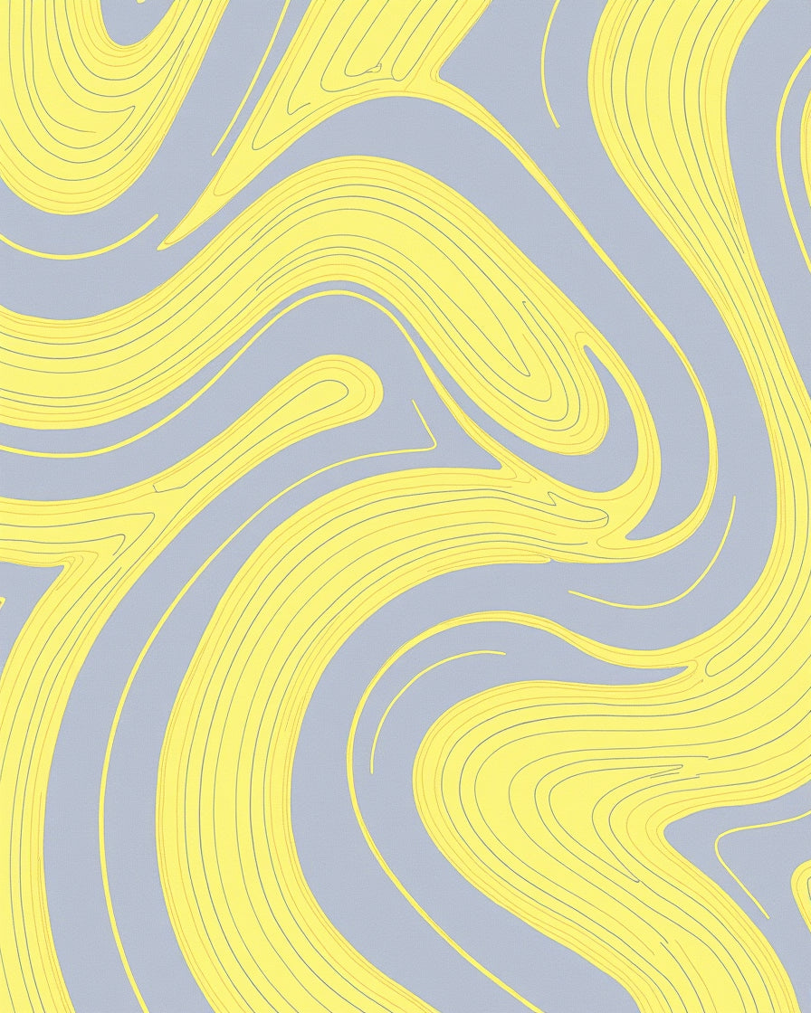 Gray Yellow Fluid Wave Rug