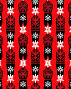 Folk Art Snowflake Red Design Rug