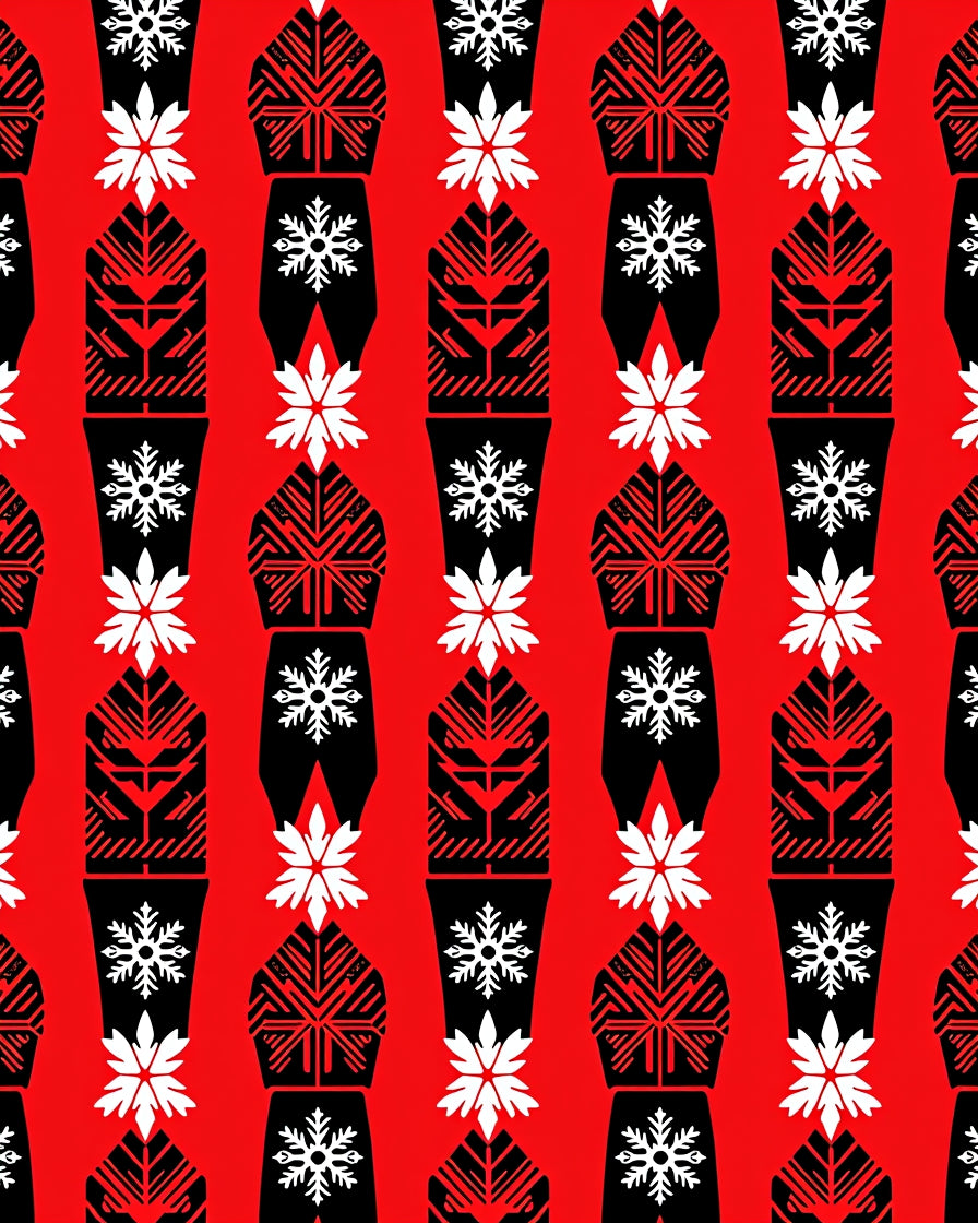 Folk Art Snowflake Red Design Rug
