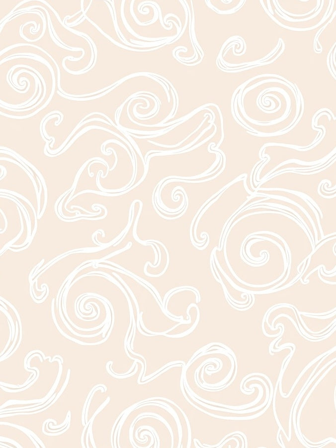 Cream Swirl Hand-Drawn Abstract Rug