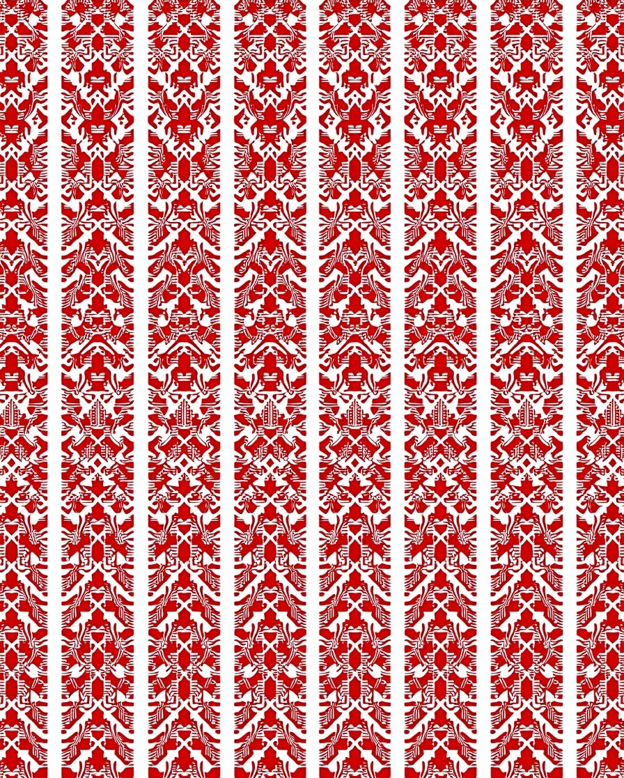 Classic Red Floral Damask Stripe Rug