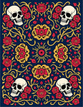 Gothic Skulls and Roses Pattern Rug