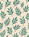 Modern Green Leaf Branch Pattern Rug