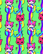 Cute Kitty Rainbow Swirl Pattern Rug