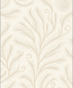 Cream Swirl Feather Pattern Rug