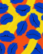 Vibrant Blue Lips Abstract Pattern Rug