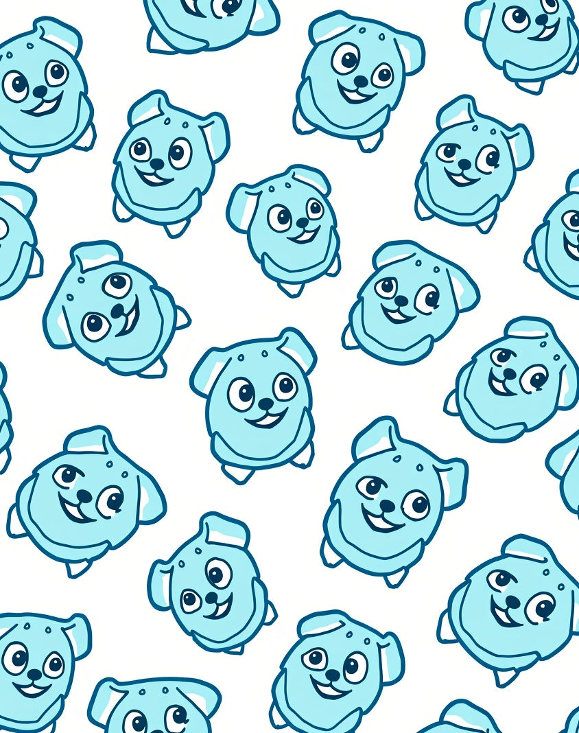 Cute Blue Dog Face Pattern Rug