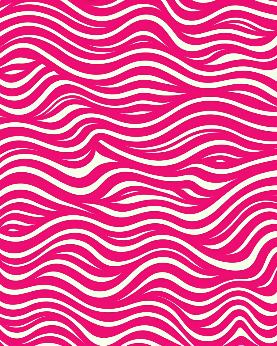 Abstract Pink Cream Wavy Lines Rug