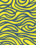 Bold Blue Yellow Swirl Pattern Rug