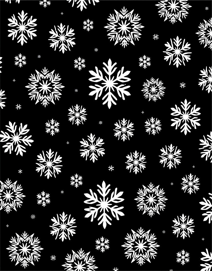 Chic White Snowflake Scatter Black Rug