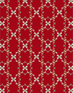 Red White Gold Filigree Pattern Design Rug