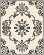 Classic Black and Cream Floral Medallion Rug