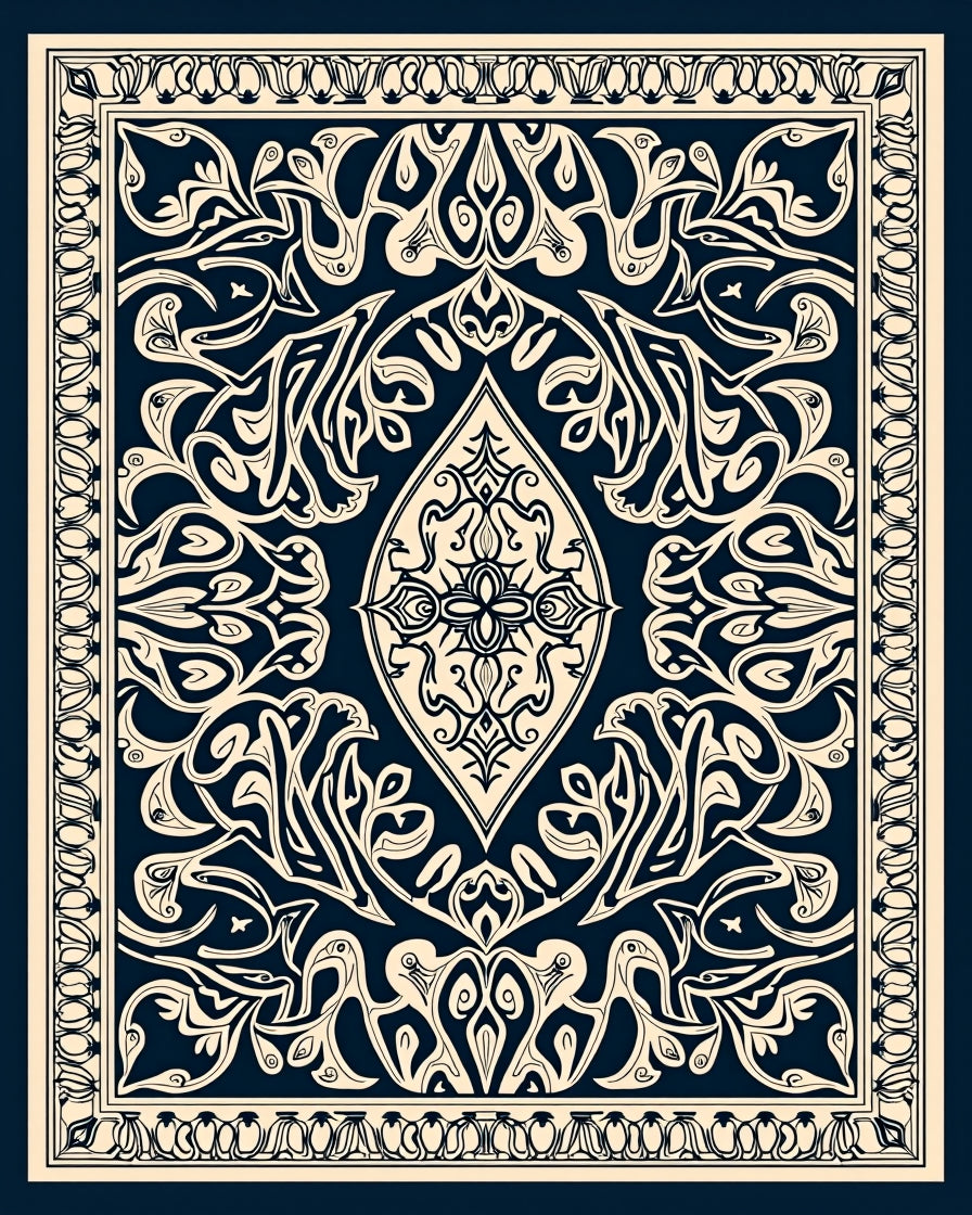 Ornate Botanical Patterned Rug