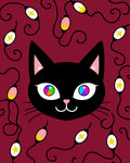 Playful Black Cat Lights Rug