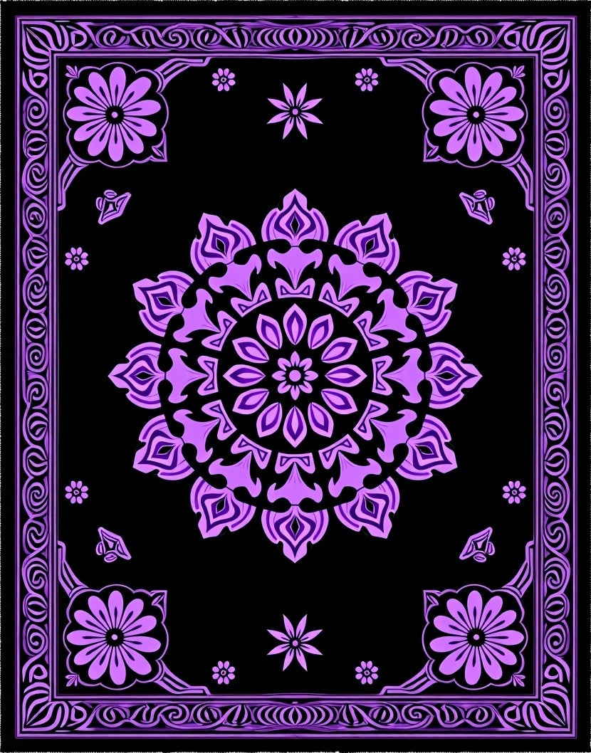 Lila Floral Mandala Geometric Rug