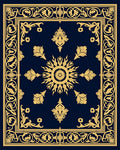 Elegant Gold Floral Dark Blue Rug