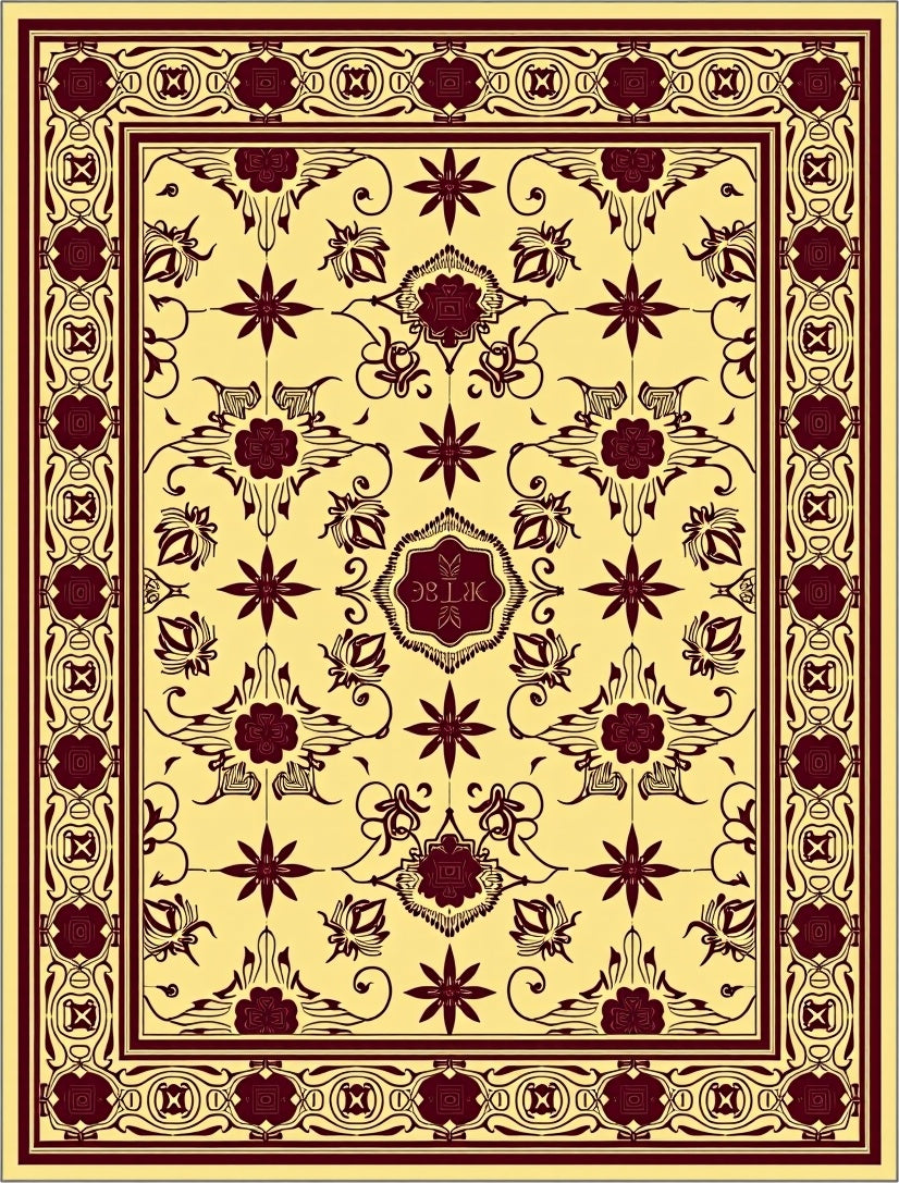 Rich Cream Floral Medallion Pattern Rug