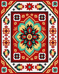 Vibrant Floral Medallion Geometric Rug