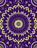 Mandala Style Yellow Purple Pattern Rug