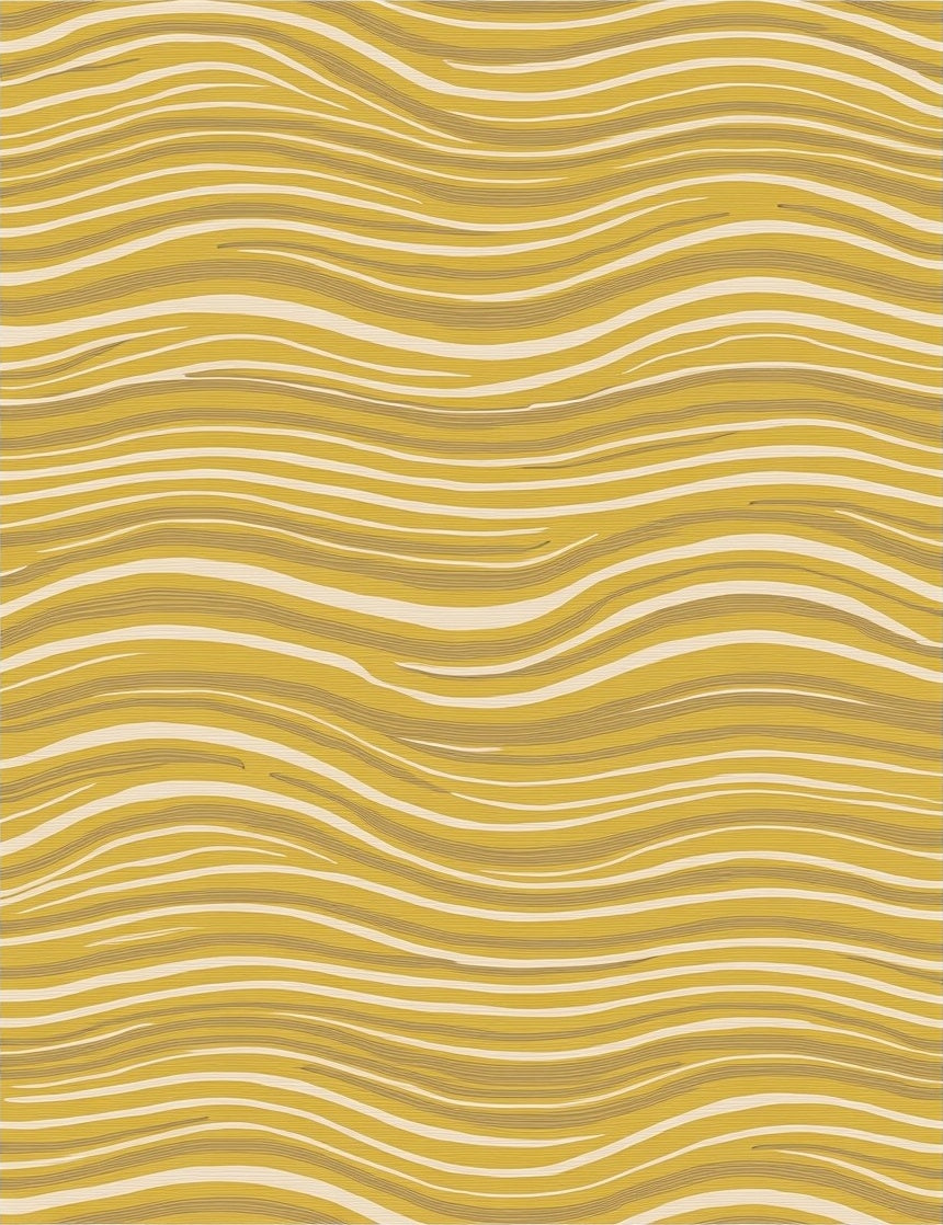 Golden Wavy Stripe Pattern Rug