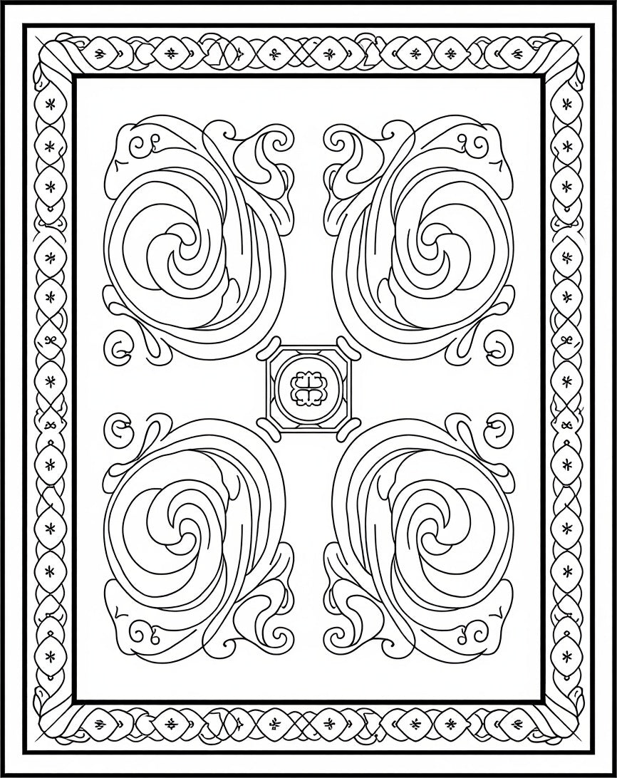 Art Nouveau Scrollwork Elegant Pattern Rug