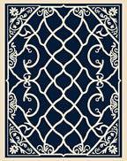 Ornate Lattice Floral Pattern Rug