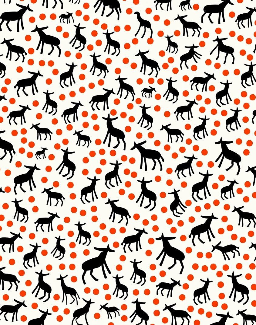 Black Jumping Deer 2 Tone Pattern Rug
