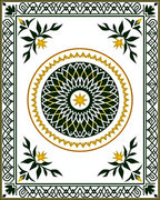 Classic Green Gold Floral Medallion Rug