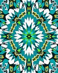 Abstract Teal Lime Geometric Kaleidoscopic Rug