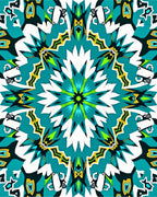 Abstract Teal Lime Geometric Kaleidoscopic Rug