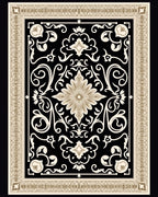 Classic Black Gold Floral Pattern Rug