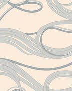 Serene Blue Curving Ribbon Pattern Rug